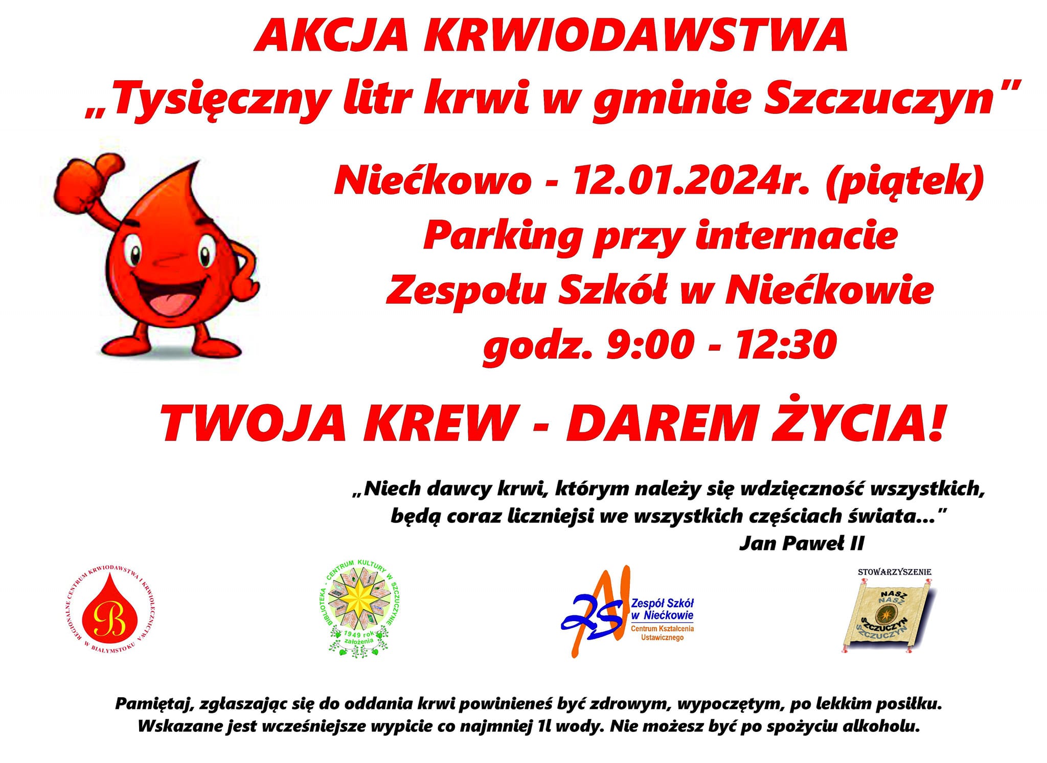 TYSIĘCZNY LITR KRWI W GMINIE SZCZUCZYN