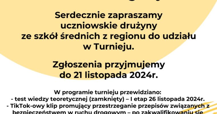 MIĘDZYSZKOLNY TURNIEJ WIEDZY O BEZPIECZEŃSTWIE W RUCHU DROGOWYM