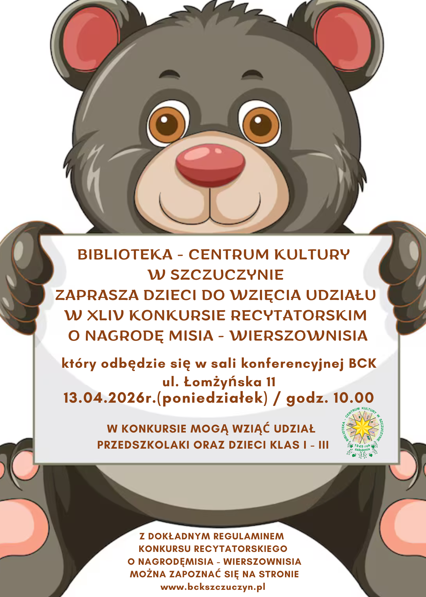 XLIV Konkurs Recytatorski o Nagrodę Misia – Wierszownisia!
